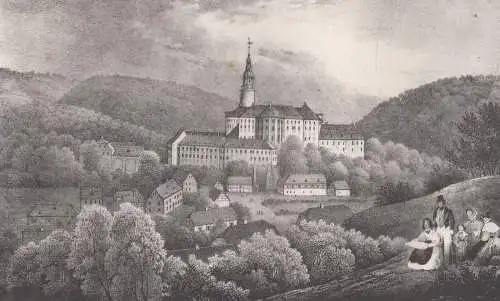 Lithografie: Schloss Weesenstein, Eduard Pietzsch & Comp, Saxonia, 1836, Ansicht
