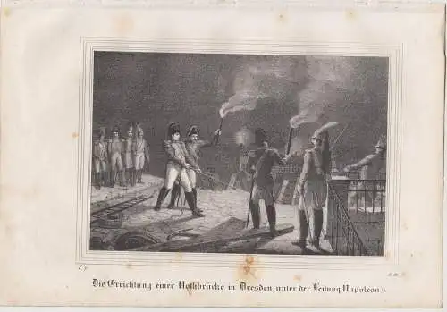 Lithografie: Die Errichtung einer Nothbrücke in.., Eduard Pietzsch, Grafik, Arlt