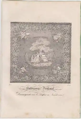 Lithografie: Huldigungs-Denkmal, E. Schiffner, 1836, Eduard Pietzsch, Saxonia