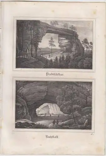 Prebischthor & Kuhstall, um 1835, Saxonia, Lithografie, Eduard Pietzsch & 349454