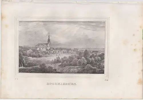 Lithografie: Hochkirchen, 1836, Saxonia, Eduard Pietzsch, Arldt, Ansicht, Grafik