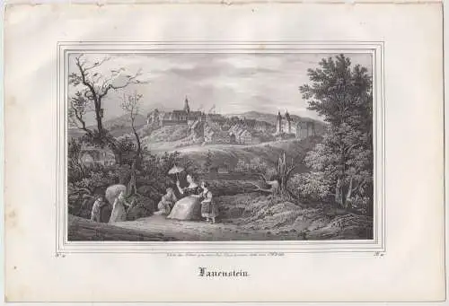 Lithografie: Lauenstein, 1836, Eduard Pietzsch & Comp, Grafik, Ansicht, Saxonia