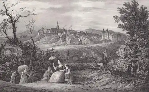 Lithografie: Lauenstein, 1836, Eduard Pietzsch & Comp, Grafik, Ansicht, Saxonia