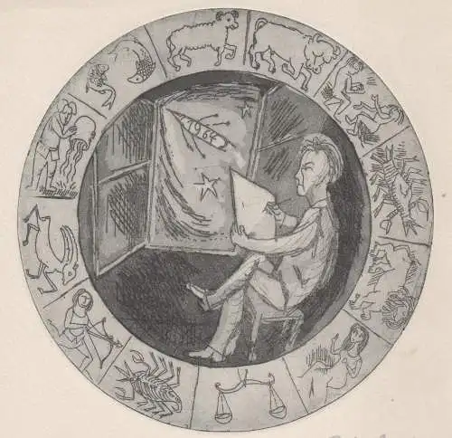 Radierung: Neujahrsgratulation, Sandberg, Herbert. Kunstgrafik, 1964, Aquatinta