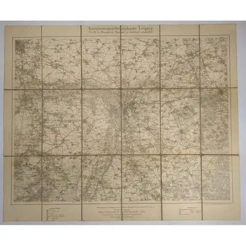 Karte: Garnisionumgebungskarte Leipzig, ca. 1911, Giesecke & Devrient, Umdruck