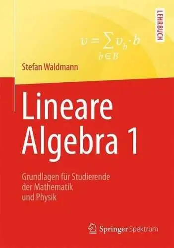 Buch: Lineare Algebra 1, Waldmann, Stefan, 2017, Springer, gebraucht, sehr gut