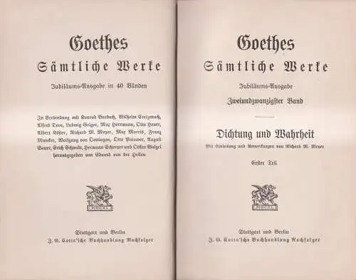 Buch: Goethes Sämtliche Werke 22 - Dichtung und Wahrheit I, Goethe, Cotta