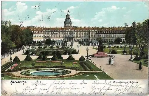 AK Karlsruhe. Grossherzogl. Schloss. ca. 1905, Postkarte. Ca. 1905, ohne Verlag