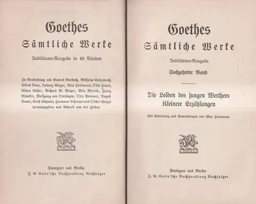 Goethes Sämtliche Werke 16: Die Leiden des jungen Werthers. Kleinere Erzählungen