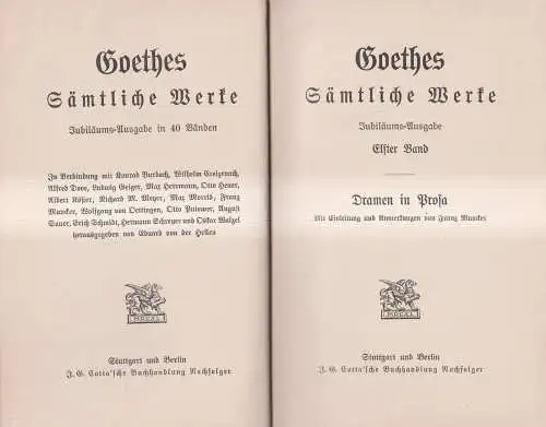 Buch: Goethes Sämtliche Werke 11 - Dramen in Prosa. J. W. Goethe, Cotta