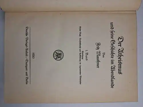Buch: Der Atheismus und seine Geschichte im Abendlande 1-4, Fritz Mauthner, 1920