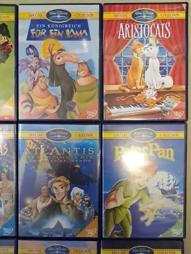 16 DVDs Sammlung / Konvolut Kinderfilme  Walt Disney Meisterwerke, Peter Pan ...
