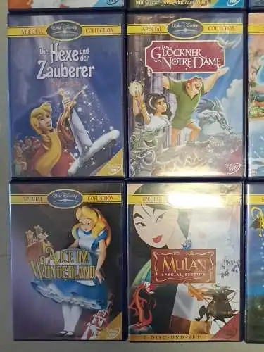 16 DVDs Sammlung / Konvolut Kinderfilme  Walt Disney Meisterwerke, Peter Pan ...