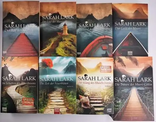 8 Bücher Sarah Lark: Maori, Kiwi, Kauribaum, Feuerblüten, Muschelhorn, Wolke