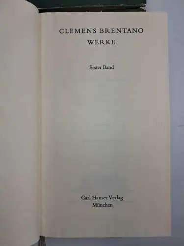 Buch: Clemens Brentano - Werke, 4 Bände, 1968, C. Hanser Verlag, gebraucht, gut