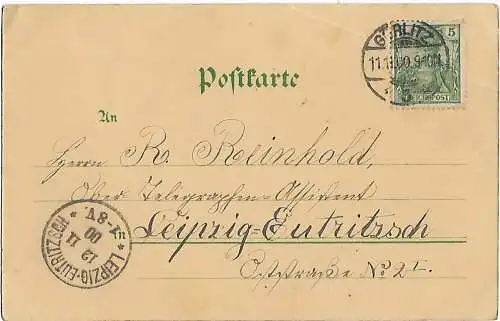 AK Gruss aus Görlitz. Resaurant a.d. Landeskrone. ca. 1900, Postkarte. Serien-Nr