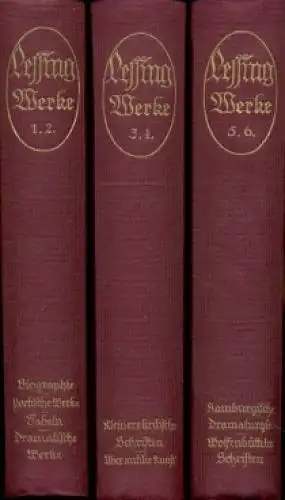 Buch: Lessings Werke in sechs Bänden, Lessing, Gotthold Ephraim. 6 in 3 Bände