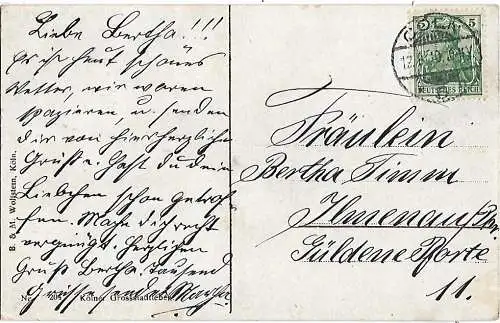 AK Köln. Kaiser-Wilhelm Denkmal. ca. 1910, Postkarte. Serien Nr, ca. 1910