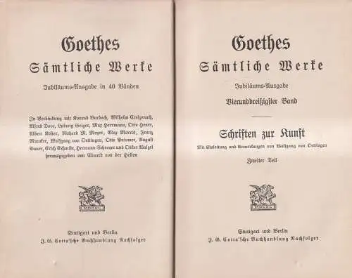 Goethes Sämtliche Werke 33/34/35: Schriften zur Kunst I-III, Cotta, 3 Bände