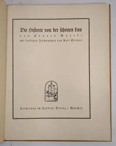 Buch: Die Historie von der schönen Lau, Eduard Mörike, Holbein, Karl Stirner