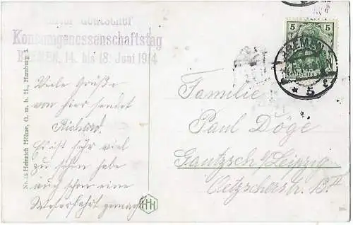 AK Bremen. Freihafen. ca. 1914, Postkarte. Serien Nr, ca. 1914, gebraucht, gut