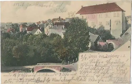 AK Gruss aus Radeberg i.S.. ca. 1912, Postkarte. Serien Nr, ca. 1912
