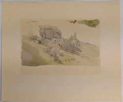 Grafik: Felslandschaft, Caspar David Friedrich, Facsimile, Reproduktion, 1810
