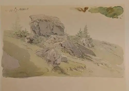 Grafik: Felslandschaft, Caspar David Friedrich, Facsimile, Reproduktion, 1810