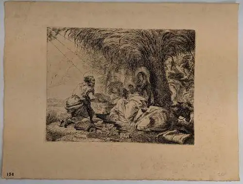Grafik: Der Auszug der heiligen Familie, Giovanni Battista Tiepolo, 1890, Druck