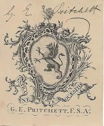 Original Kupferstich-Wappen: Heraldik - G. E. Pritchett, F.S.A., gebraucht, gut