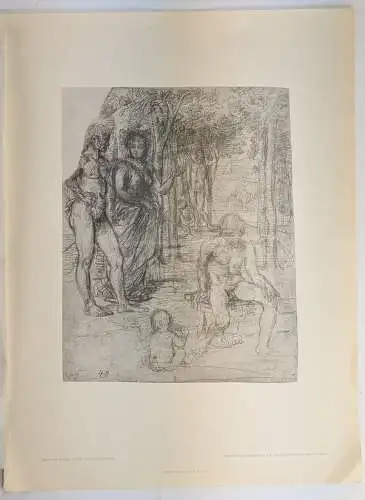 Lichtdruck: Idyll, Hans von Marées, Wien, Max Jaffé, Kohlezeichnung, Lichtdruck