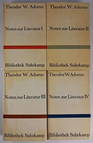 Buch: Noten zur Literatur I-IV, Theodor W. Adorno, Bibliothek Suhrkamp, 4 Bände