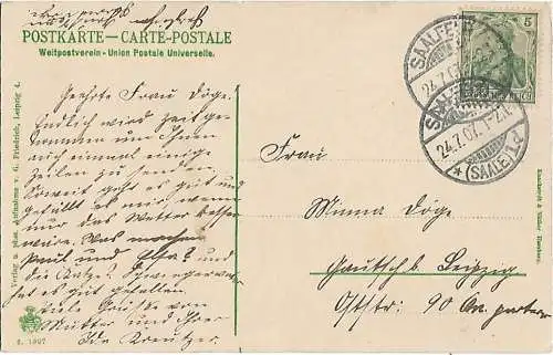 AK Saalfeld.Blick auf Bad Sommerstein. ca. 1907, Postkarte. Ca. 1907