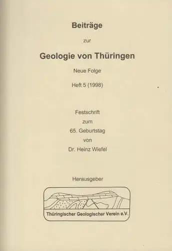Buch: Beiträge zur Geologie von Thüringen. Neue Folge Heft 5. 1998