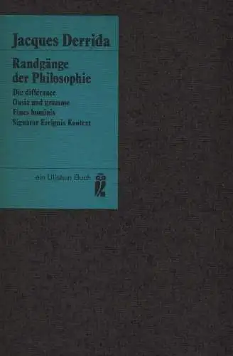 Buch: Randgänge der Philosophie, Derrida, Jacques, 1976, Ullstein, gebraucht gut