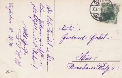 AK Fröhliche Fahrt in's neue Jahr!, Postkarte. Neujahrskarte, 1914