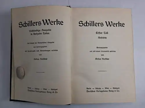 Buch: Schillers Werke, Vollständige Ausgabe in fünfzehn Teilen, Bong, 8 Bände