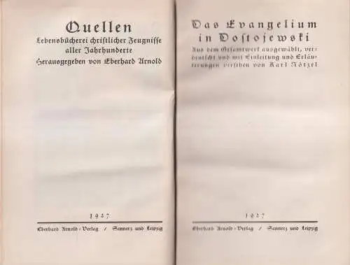 Buch: Das Evangelium in Dostojewski, Karl Nötzel, 1927, Eberhard Arnold