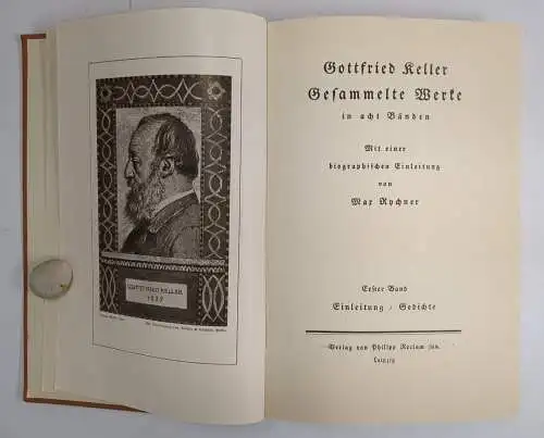 Buch: Gottfried Keller - Gesammelte Werke in acht Bänden, Reclam Verlag, 8 Bände