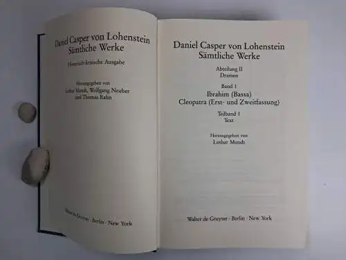 Buch: Ibrahim, Cleopatra - Text, Lohenstein, Sämtliche Werke, de Gruyter