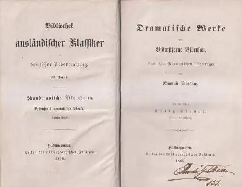 Buch: Dramatische Werke, Dritter Theil - König Sigurd. B. Björnson, 1866