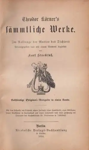 Buch: Theodor Körne's sämmtliche Werke, 1884, Nicolaische Verlag-Buchhandlung