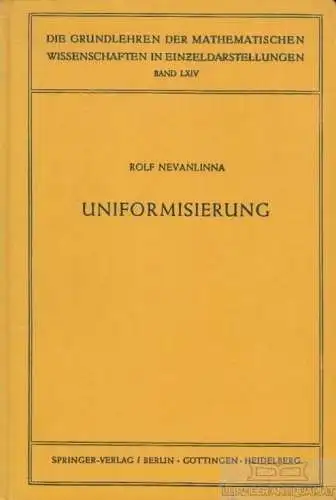 Buch: Uniformisierung, Nevanlinna, Rolf. 1953, Springer Verlag, gebraucht, gut