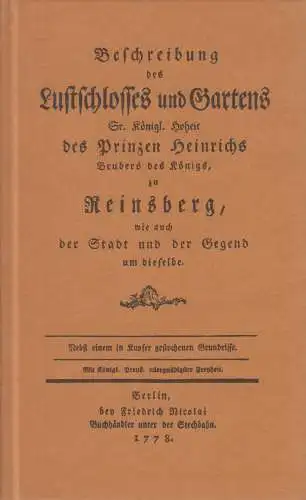 Reprint: Beschreibung des Luftschlosses und Gartens Sr. Königl. Hoheit des ...