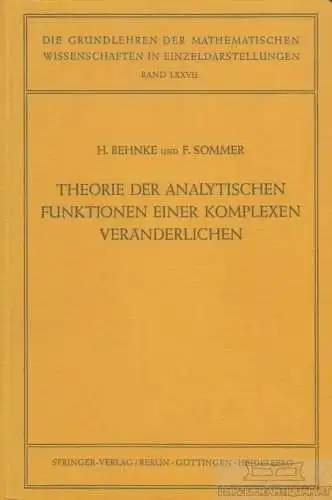 Buch: Theorie der analytischen Funktionen einer komplexen Veränderlichen, Behnke