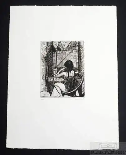 Buch: Radierung: Frau am Fenster mit Stadtblick, Weidensdorfer, Claus. 1989