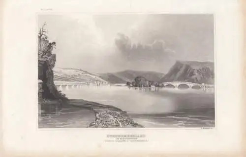 Northumberland am Susquehannah. aus Meyers Universum, Stahlstich. Kunstgrafik