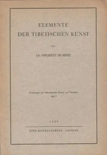 Buch: Elemente der tibetischen Kunst, Hummel, Siegbert. 1949, gebraucht, gut