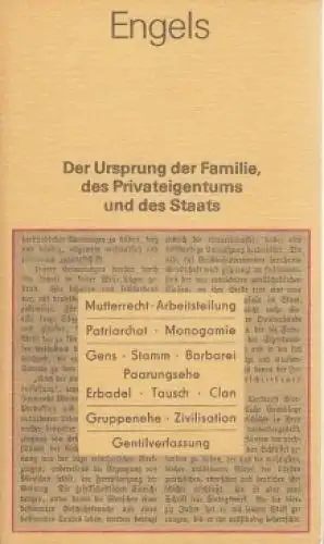 Buch: Der Ursprung der Familie, des Privateigentums und des Staats, Engels. 1987