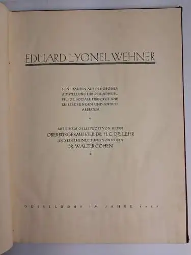 Buch: Eduard Lyonel Wehner - Seine Bauten auf der großen Ausstellung für... 1926